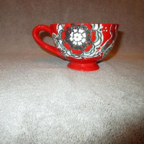 Anthropologie ELKA Ayaka PEDESTAL Coffee MUG Cup FOOTED Twist Handle TEXTURED - Picture 4 of 10